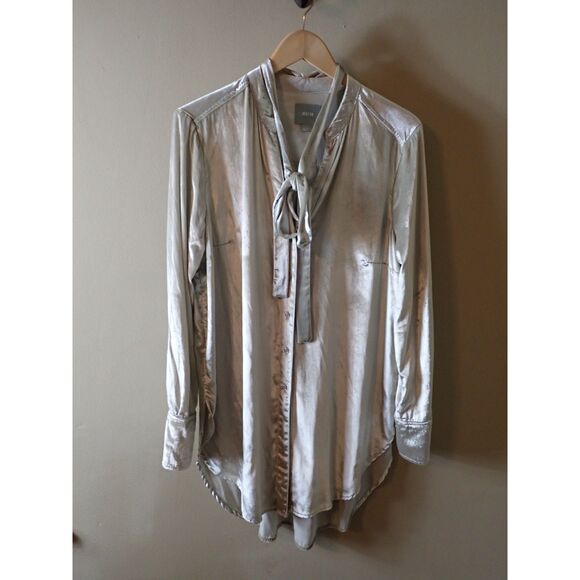 Anthropologie Maeve Crushes Velvet Tunic Top Blouse Tie Neck Tunic Size 12 - Picture 2 of 11
